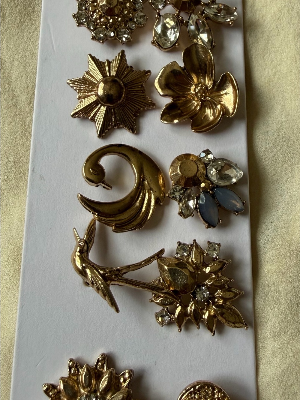 Gold Tone Floral & Bird Brooch Set - Women Jewelry
